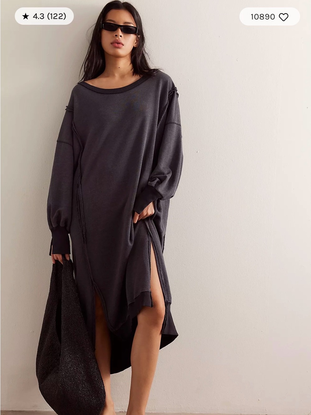 Free People We the Free Camden maxi sweatshirt dress womens sz m gray